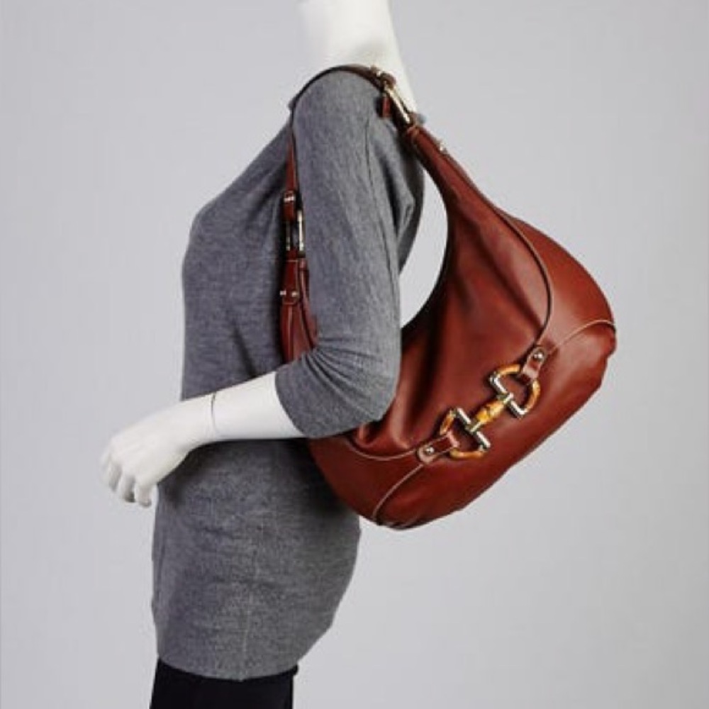 GUCCI Brown Leather Bamboo Amalfi Hobo Shoulder Bag - Picture 16 of 16